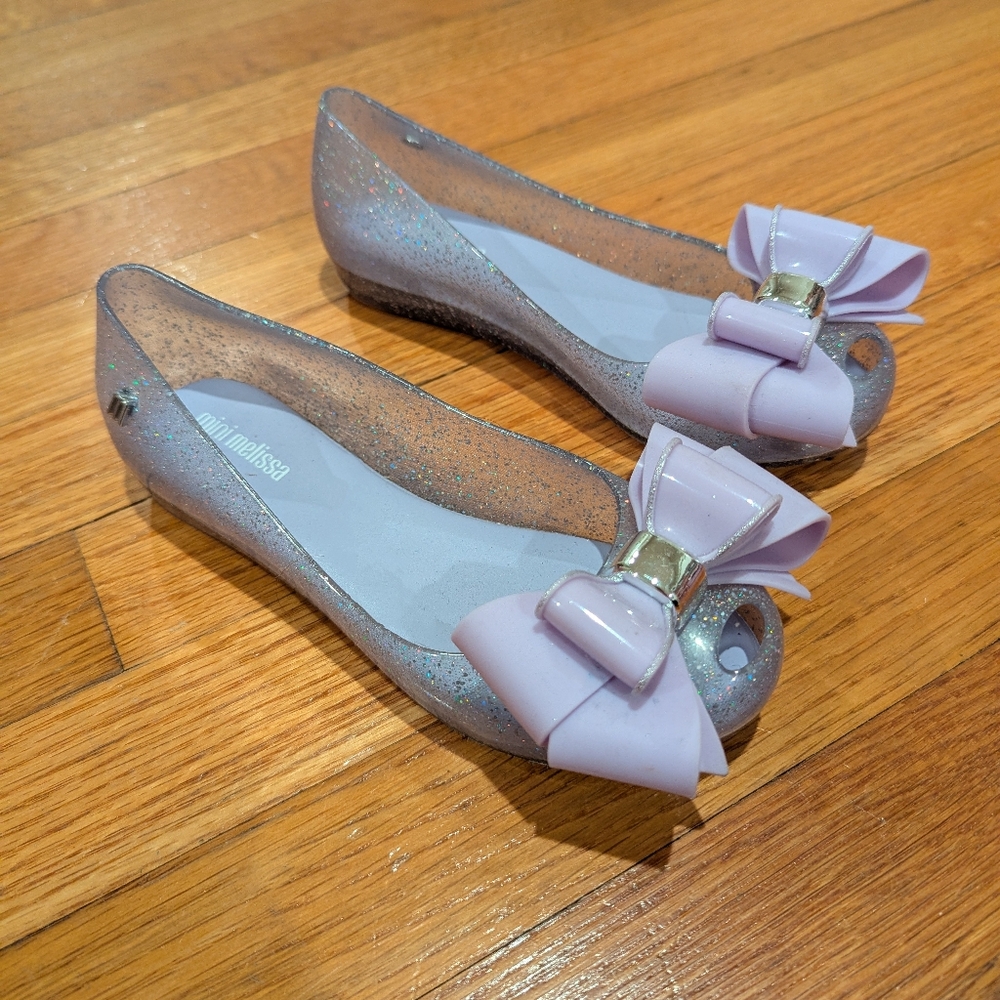 Mini Melissa Purple Girl Sweet XXI AD Slip On Bow Ballet Flats - Girls Size 3